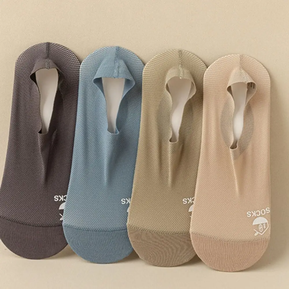 Summer Man Socks Invisible Solid Color Mesh Socks Comfortable Breathable Thin Sock Slippers