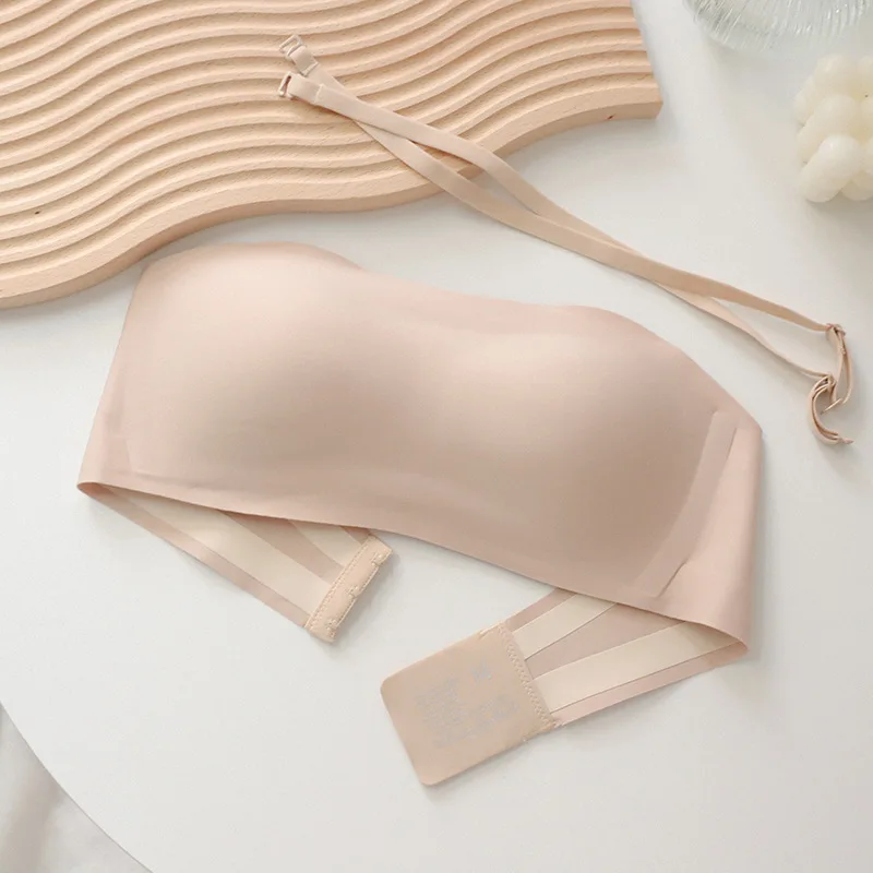 Women\'s bra strapless underwear thin non-slip non-marking breasts gathered invisible series breast enlargement jelly bra