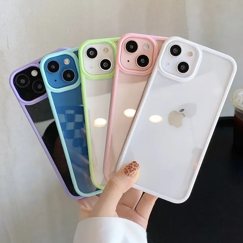 

Candy Transparent Phone Case For iPhone 13 12 mini 11 12 14 Pro X XR XS Max 7 8 15 Pro SE 2020 Shockproof Back Case Cover