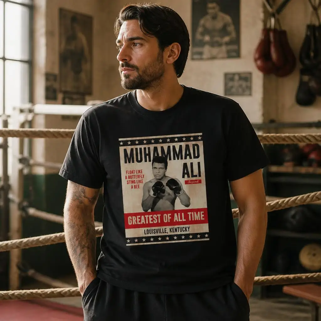 Muhammad-Alis Poster T Shirts Casual Tees Short Sleeve Round Collar T-Shirt Pure Cotton Tops