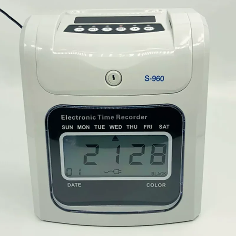 Paper Card Time Clock Punch Machine Electronic Attendance Recorder Employee Card Puncher Support Power Failure Punching