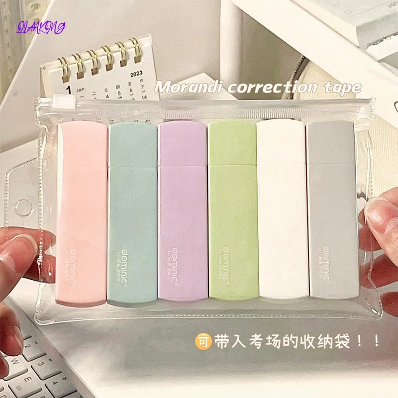 6Pcs/set Correction Tape Gradients Macaron Color Portable Mute Trackless Square Shape Easy To Use For School Office Home Supp