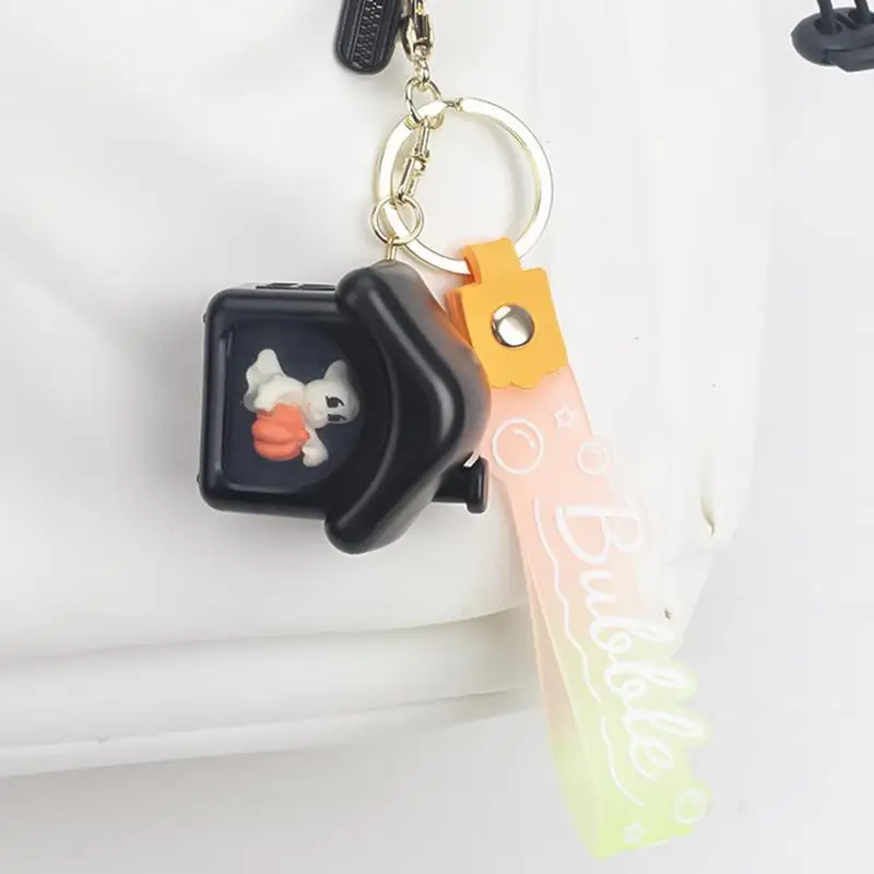 Pumpkin Keychain Cartoon Black House Pendant Unique Halloween Backpack Decoration Hangings Ornament With Light For Bag Car Key