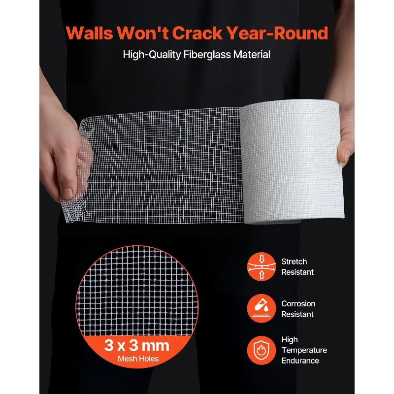 12 Rolls 98.43 ft x 5.91 inch Self-Adhesive Fiberglass Drywall Mesh Tape White