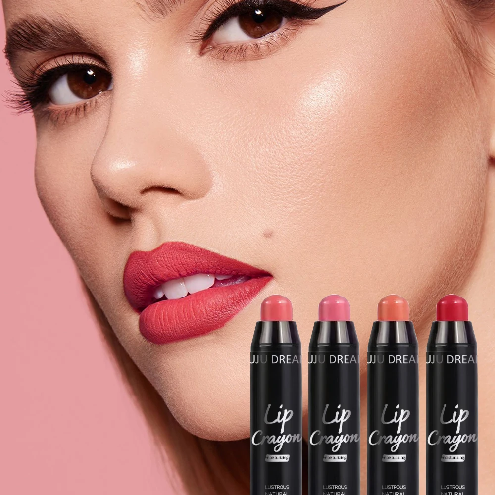 4-kolorowy kredka do ust typu twist-up - długotrwały, nawilżający kremowy żel do ust w formie wosku |   Wysuwany konturówka do ust do codziennego makijażu, na imprezy i scenę. |