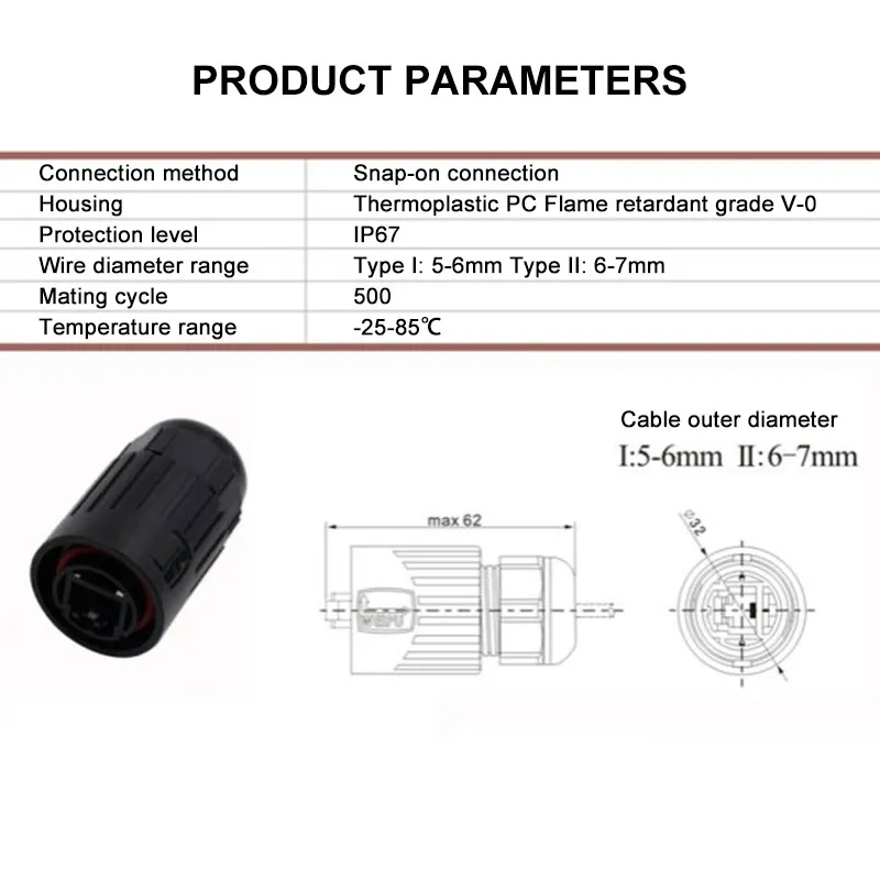 Conector de red impermeable RJ45F, enchufe hembra de ángulo recto RJ45F71, enchufe de aviación de plástico con Clip, junta macho RJ45F6 IP67