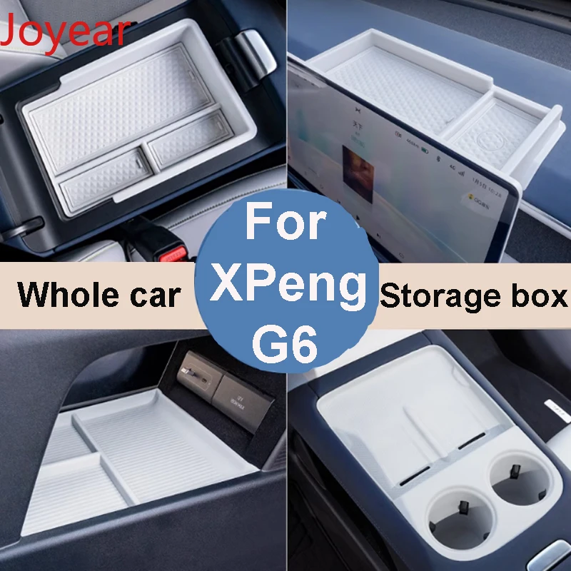 

For Xpeng G6 2023 2024 2025 Car Armrest Box Behind Screen Under Central Control Storage Box Waterproof Anti Slip Accessory