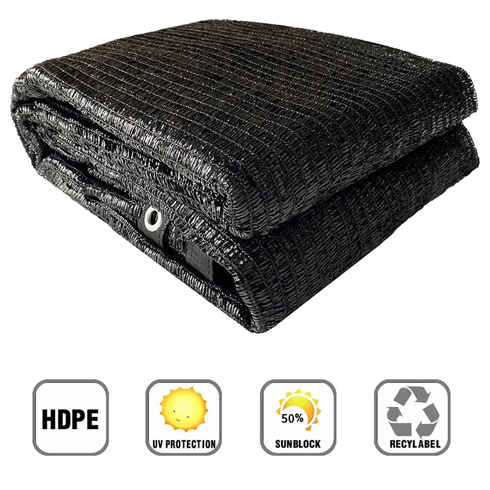 

HHO-50% Black Shade Cloth 10Ft X 15Ft Taped Edge With Grommets Sun Net Mesh For Garden Patio Backyard