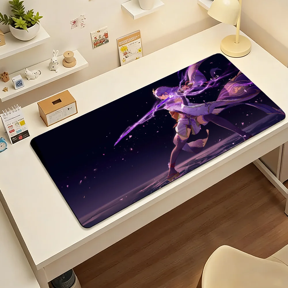 Genshin Impact Raiden Shogun MousePad Non-slip Locking Edge DeskMat PC Laptop Accessories Rubber Office Keyboard Game 350x900x3 view 6