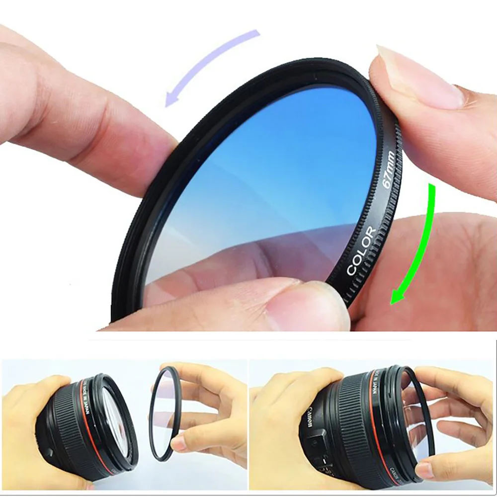 Colorful Filter Color Adjustable Gradient 30/37/40.5/43/46/49/52/55/58/62/67MM 72MM 77MM for Canon Nikon Sony Camera Accessories