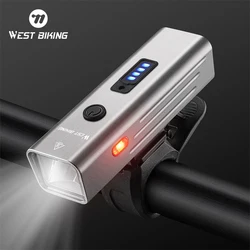 WEST BIKING Bicycle Light Bike Headlight Power Bank Flashlight Handlebar Type-C Charging MTB Road Highlight Cycling Accessories