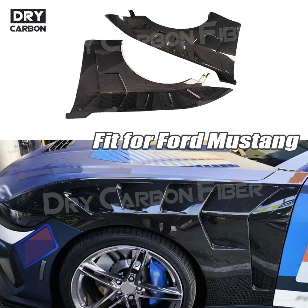 

Боковой передний бампер из сухого углеродного волокна, переднее вентилируемое охлаждающее крыло для Ford Mustang 2024 + комплекты кузова из FRP