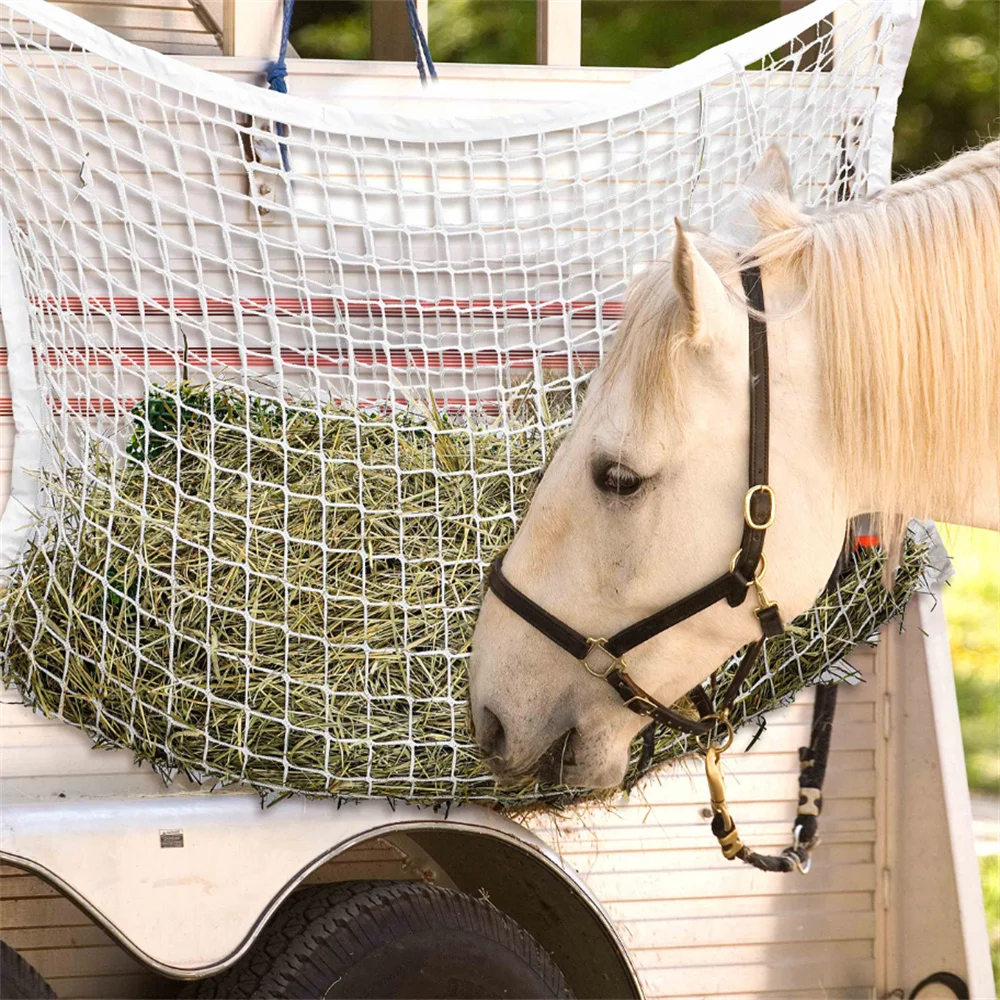 2025 120 X 90cm Knotless Horse Hay Net Horse Slow Feed Hanging Hay Net Bag Horse Goat Trailer Feeding Bag