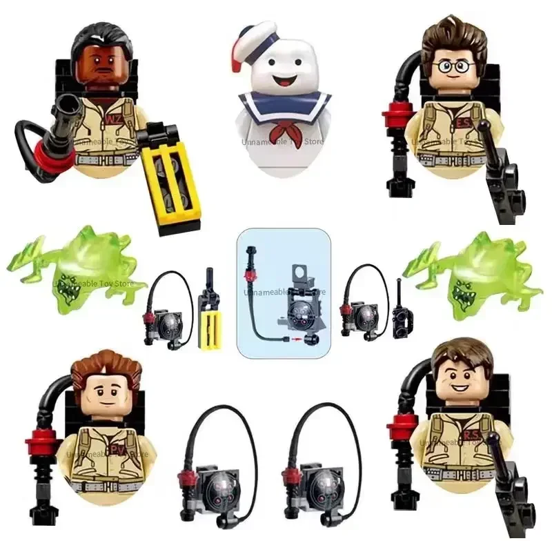 Ghostbusters Ghost Busters Mini Figuras de Ação, Peter Egon Spengler, Blocos de Construção, Compatível com 10274, 75828, 75827, 7 peças por conjunto