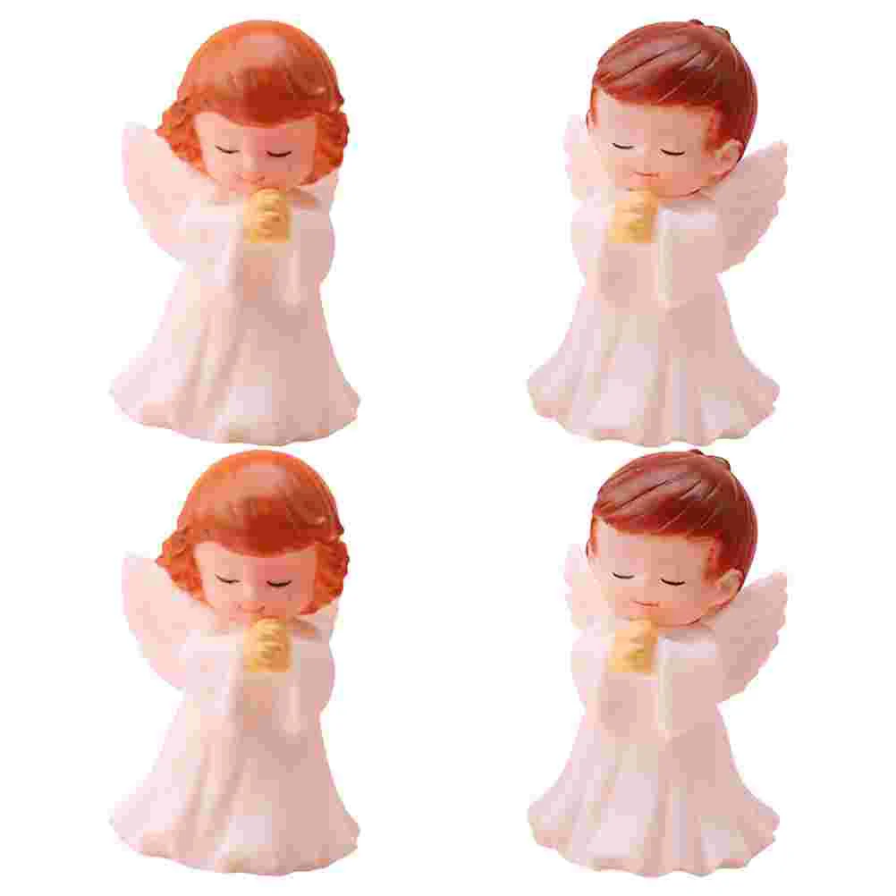 

4 Pcs Fairy Figurines Praying Angel Statue Baby Decor Top Hat Home Office Table Decorative White Child