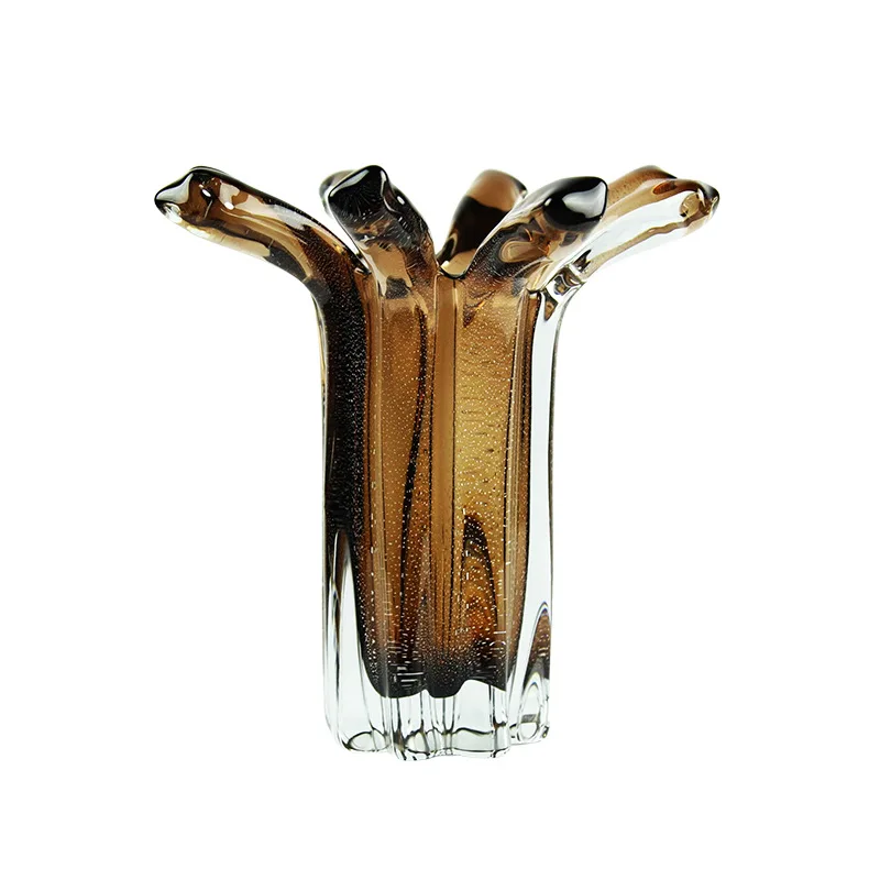 Modern simple amber glazed handmade special-shaped vase, high-end living room, sales department, hotel model room soft decoratio