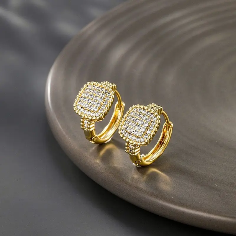 XP Jewlery--- 14 k Light Gold Plated Zircon Hoop Earrings for