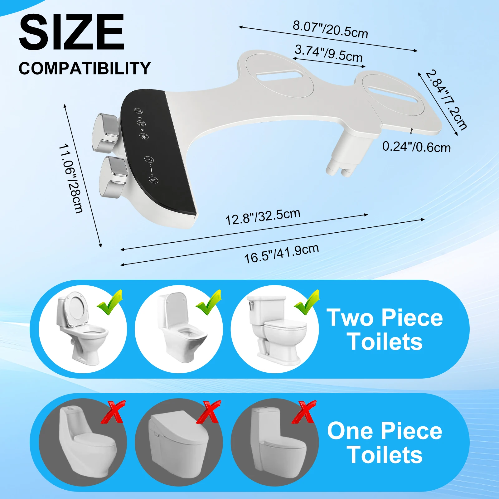 Bidet Attachment For Toilet With Retractable Self-Cleaning Double Nozzles Front Rear Cleaning Adjustable Pressure Switch