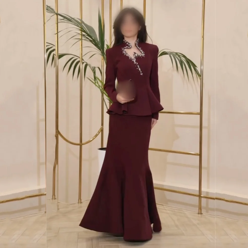 

Customized Chic High Collar Long Sleeves Mermaid Long Dresses Formal Evening Dress Bespoke Occasion Exquisite Wedding Party