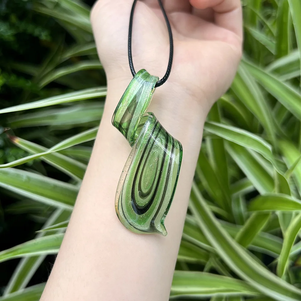 7Pcs Art Style Curved Abstract Pattern Glass Pendants Women's Party Jewelry Set Unique Personality Accessory