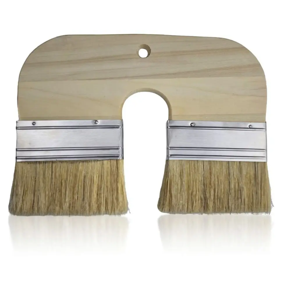 4 Inch Dual Head Bristle Paint Brush Wood Handle Professional Coating Applicator For Home Wall Art And Surface Finishing