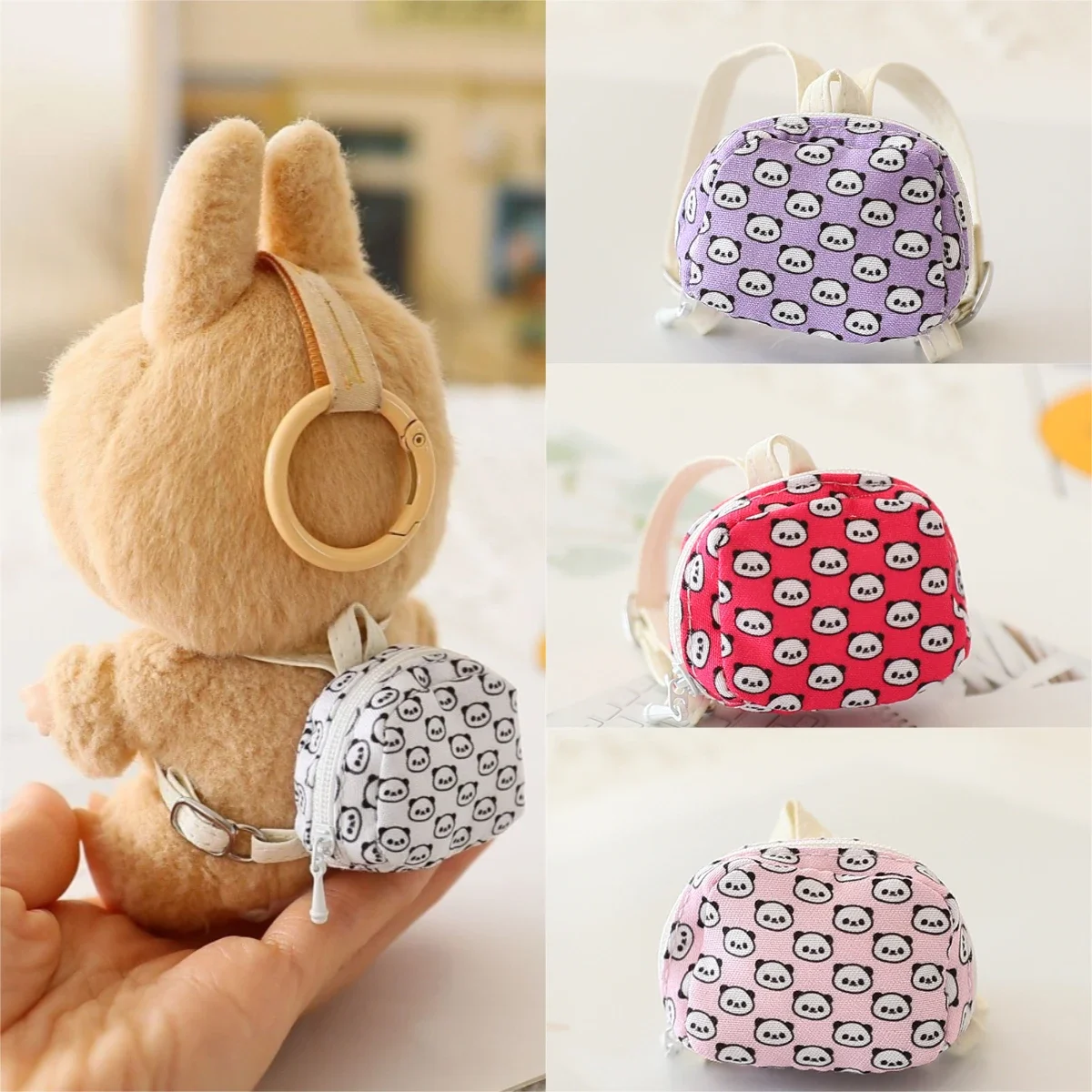 Bolsa de muñeca para muñeca de peluche Labubu BJD de 17cm y bolso cruzado de PU 1/12 BJD, accesorios para muñecas, Mini ropa