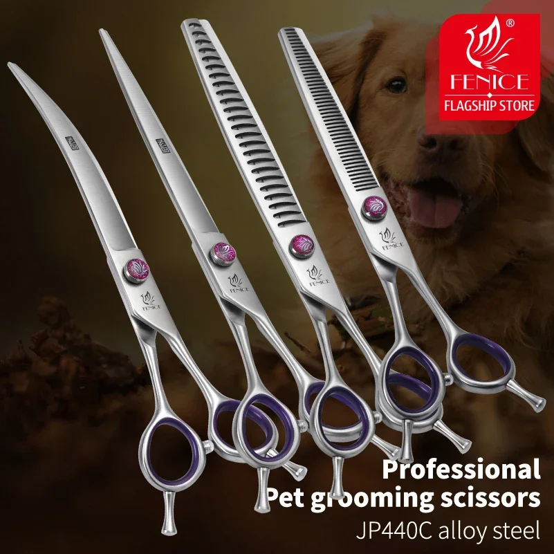 

Fenice 7.0/8.0inch Professional Dog Grooming Scissors Thinning Chunker Shears JP440C Pets Dogs Groomer Tools