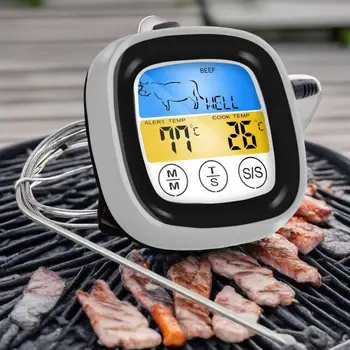 Smart Digital Meat Thermometer with Probe LCD Touchscreen Timer for BBQ Grill Oven…