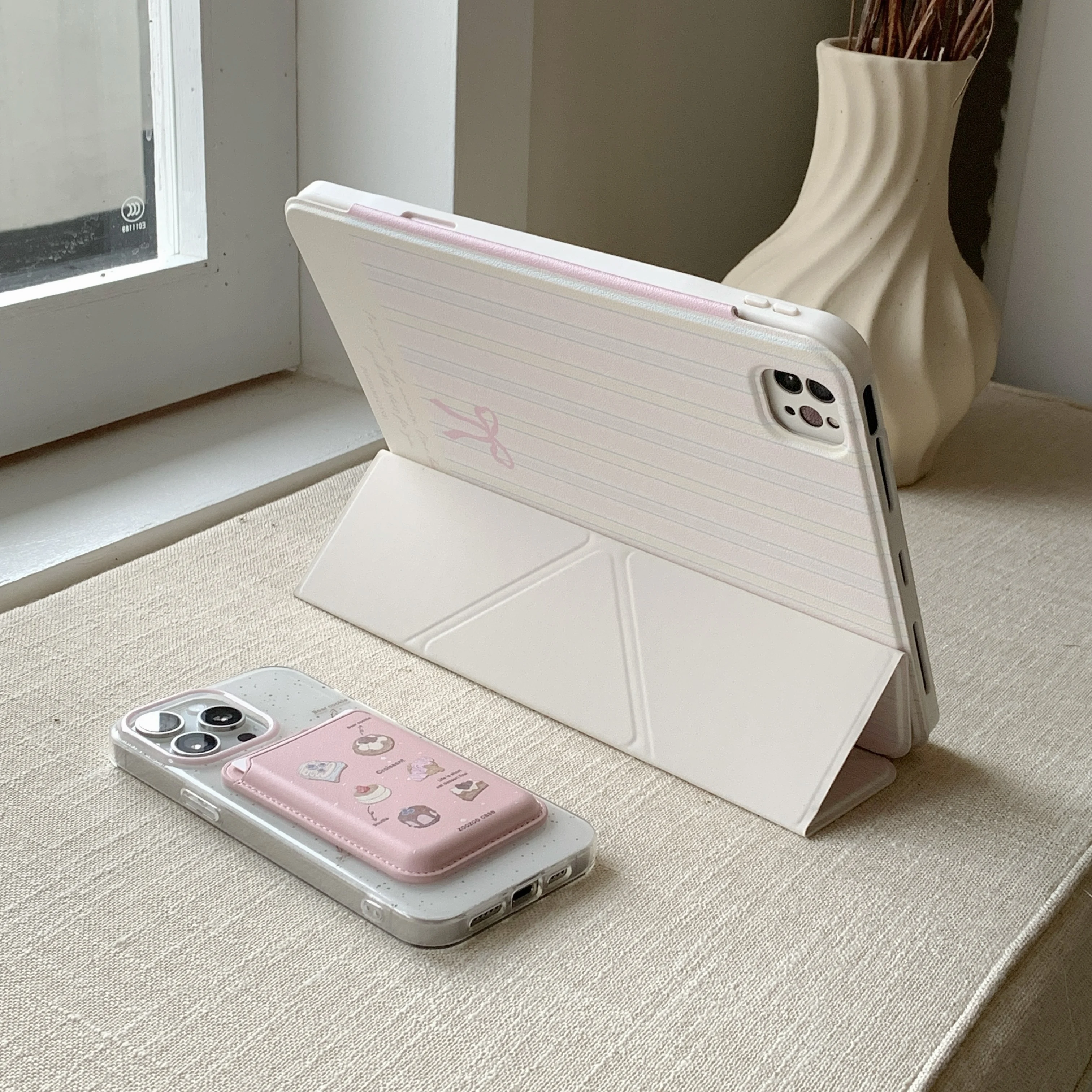 Ins Pink Bow With Pencil Holder For iPad 10.2 iPad Air 5 4th Generation 10.9 2022 10th iPad 9.7 5 6th 2018 2021 2024 Pro11 Case