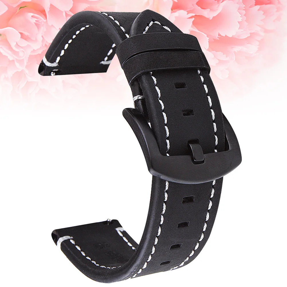 

1Pcs Watch Strap 18mm Black Retro Classic Replacement Band Durable Comfortable for S3 Smartwatch