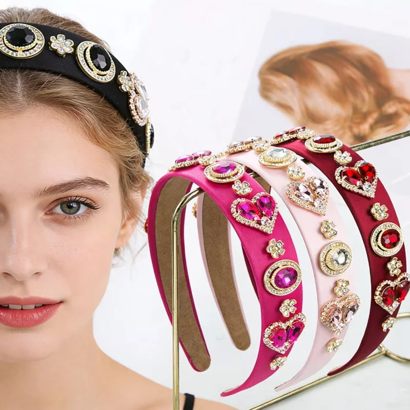 Fashion Baroque Glass Drill Love Valentine's Day Headband Simple High Quality Luxury Hair Accessories