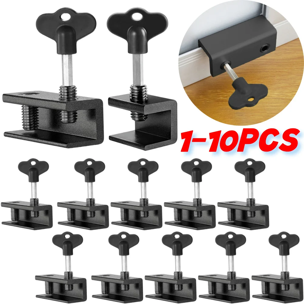 1-10PCS Security Window Door Lock Window Limit Stop Locks with Key Wrench Aluminium Alloy Door Window Limiter Lock Kids Guards