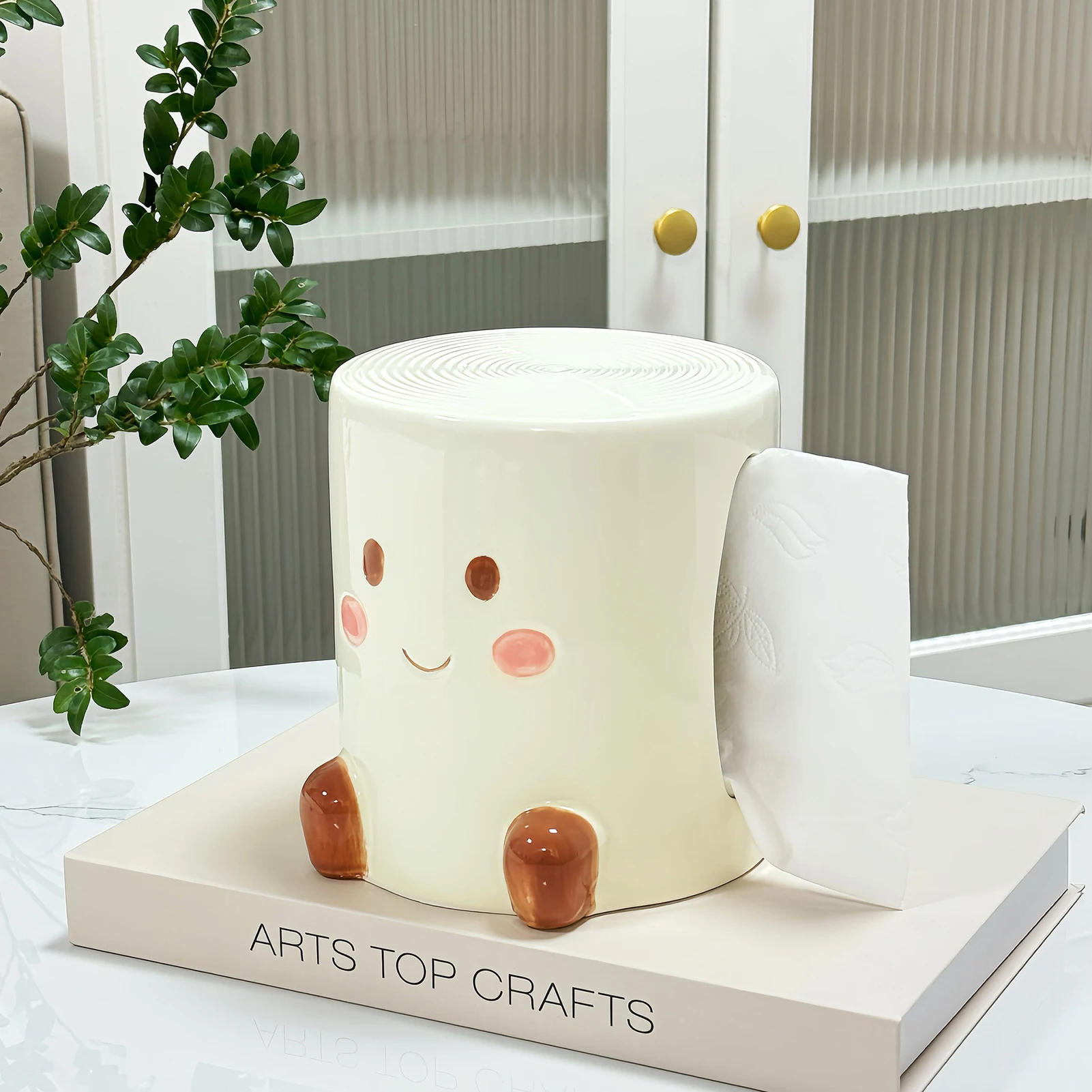 

Cute Cartoon Ceramic Tissue Box, Porcelain Napkin Holder, Decorative Tissue Case, for Living Room, Bedroom and Dining Room