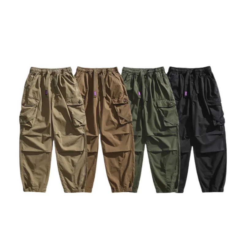 American Vintage High Quality Cargo Pants Men Clothing Japanese Streetwear Multi-Pocket Straight Trousers Harajuku Baggy Pants