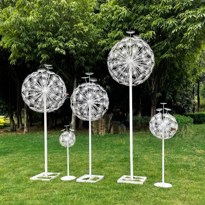 Outdoor  Dandelion Sculpture Garden Landscape Sales Department Real Estate Lawn Luminous Iron Ornament Decoration