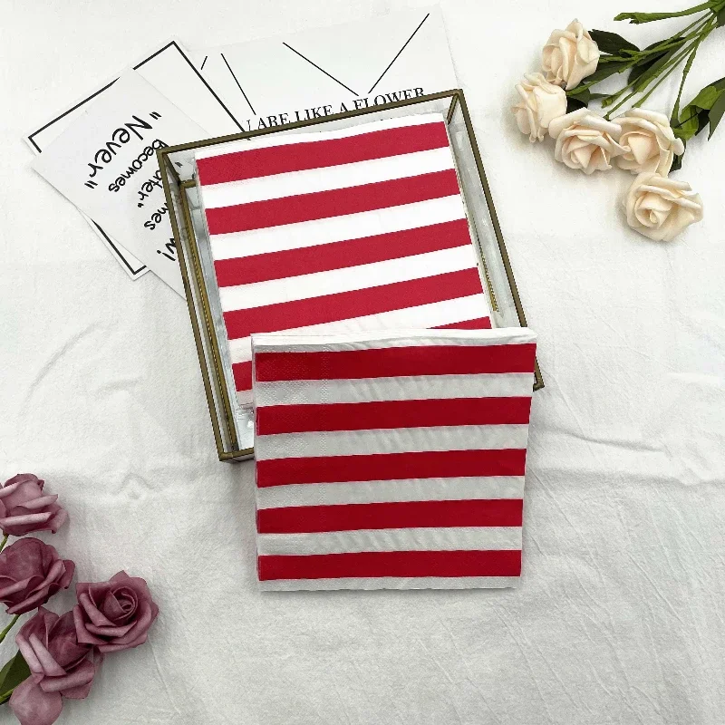 20pcs/Pac Classic Black and White Stripes Red and White Stripes Disposable Paper Placemats Flower Paper Party Decoration Paper