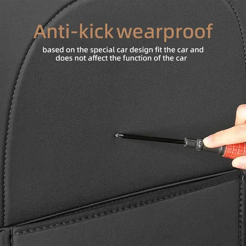 Car Seatback Protector for Tesla Model Y Model 3 Seat Back Protective Child Anti-Kick Mats Black Leather Interior Accessories image 2