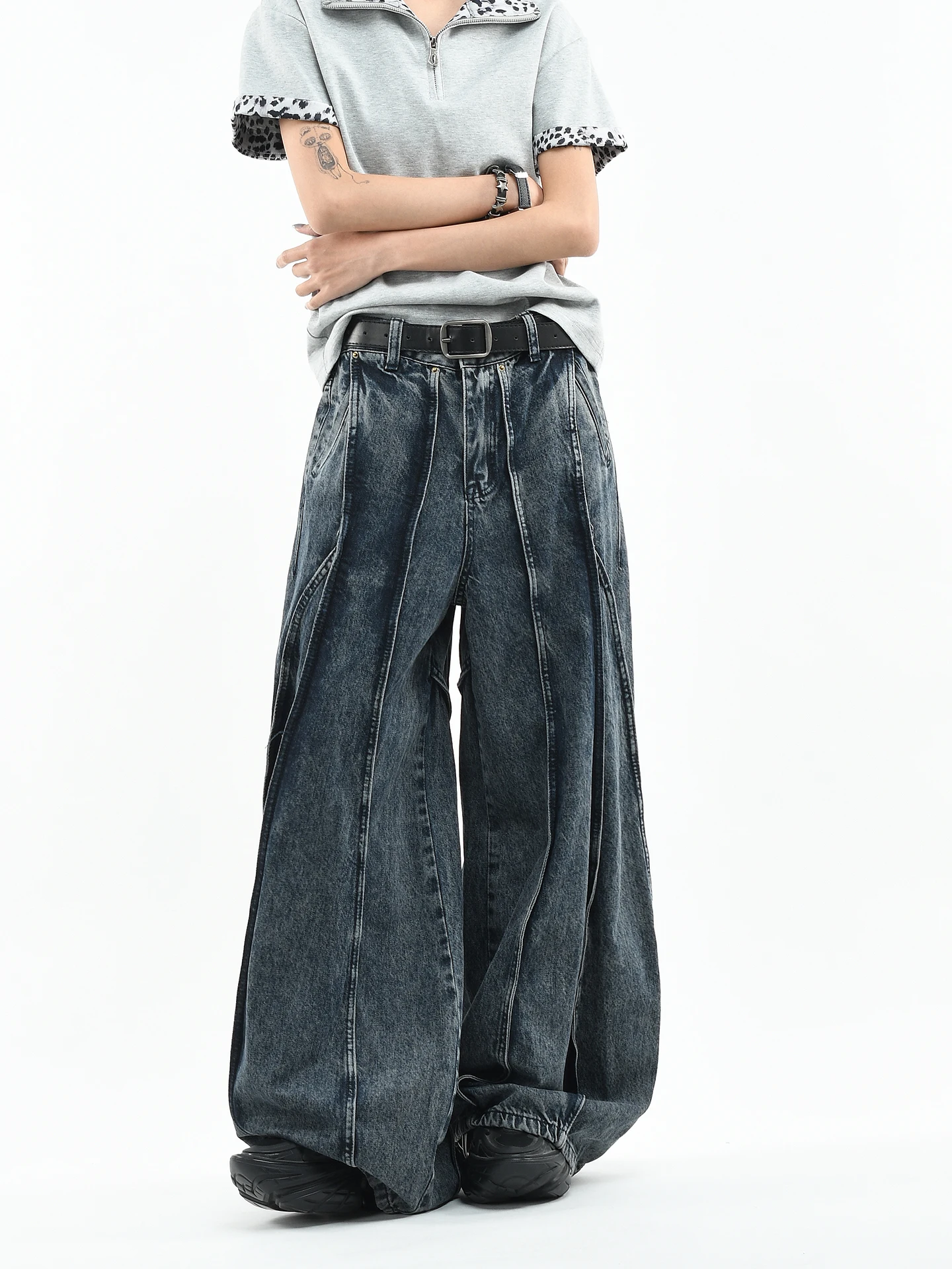 

Оригинальные американские джинсы OV в стиле Heavy Duty, широкие, свободного кроя, с эффектом потертости, длинные брюки-фонари для мужчин и женщин