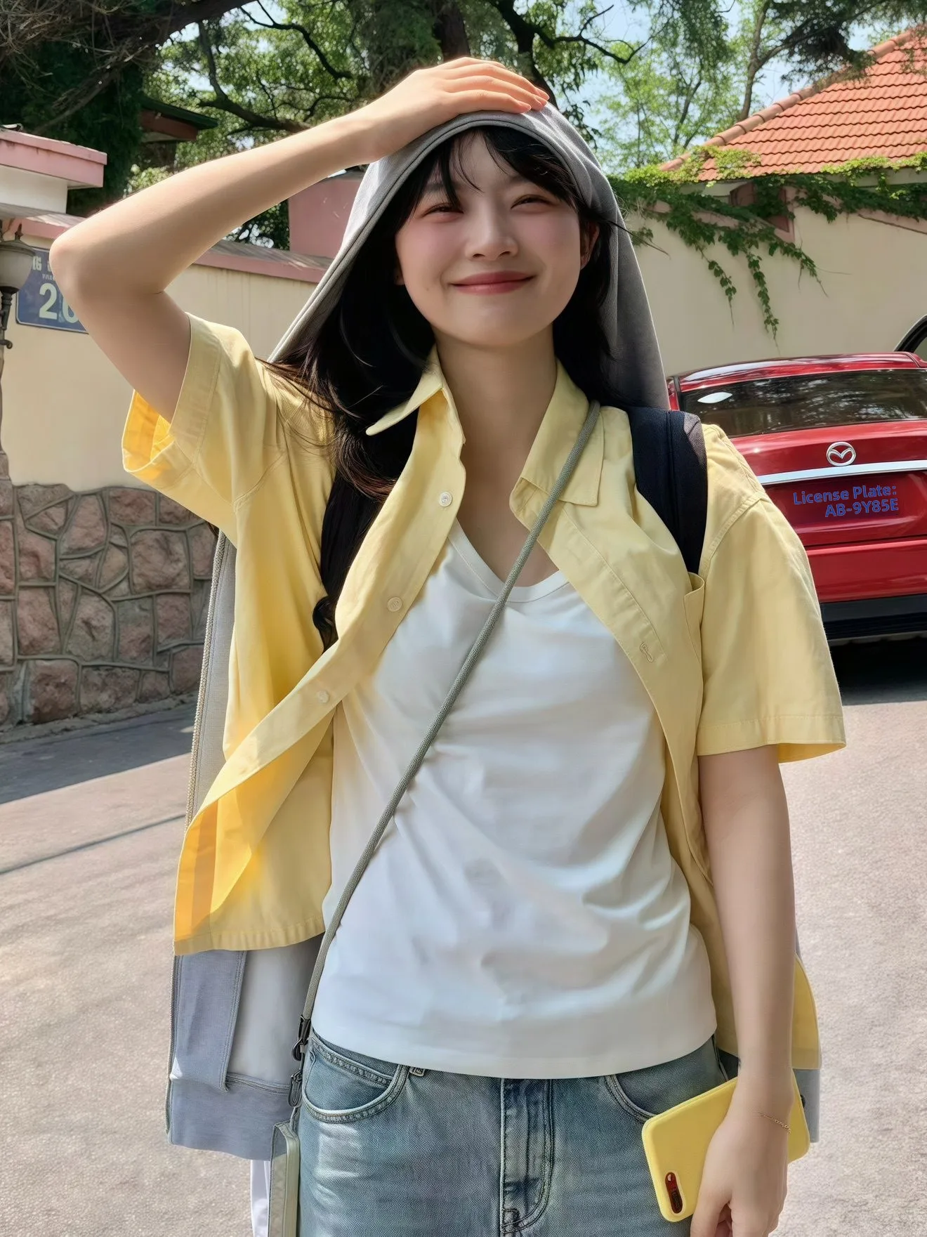 

Свободная повседневная желтая женская рубашка в японском стиле Dopaamine, новинка лета, с эффектом многослойности, из полиэстера, с коротким рукавом