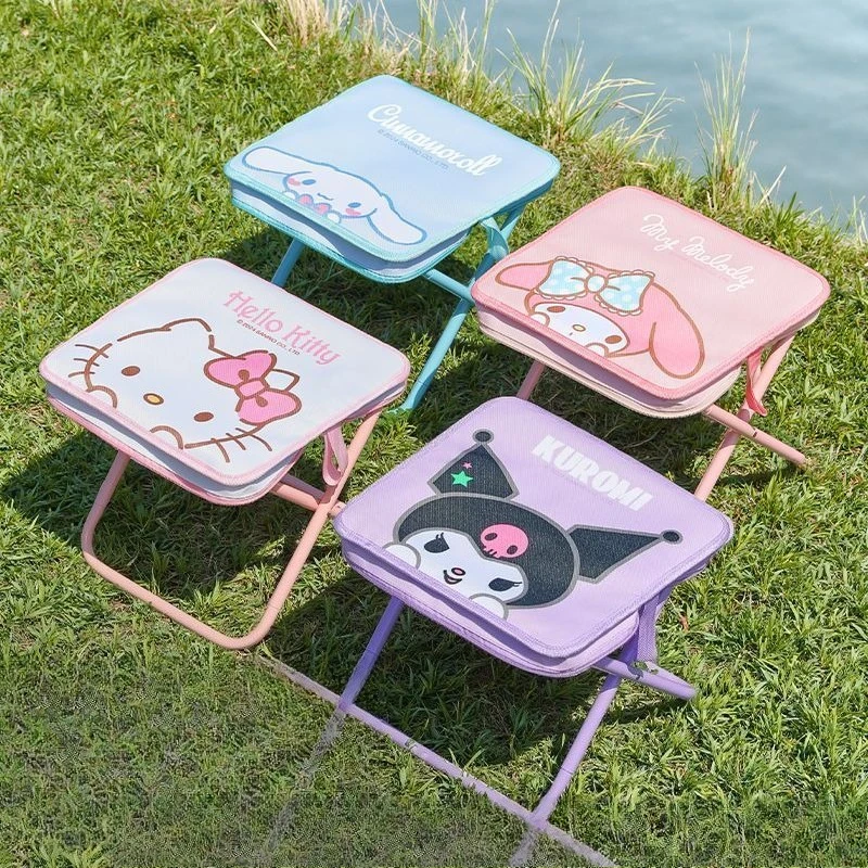 

Складной стул Sanrio Family, портативный пенал, маленький складной стул Mazar для пикника на природе, складной стул для поезда и метро, без сиденья, для путешествий