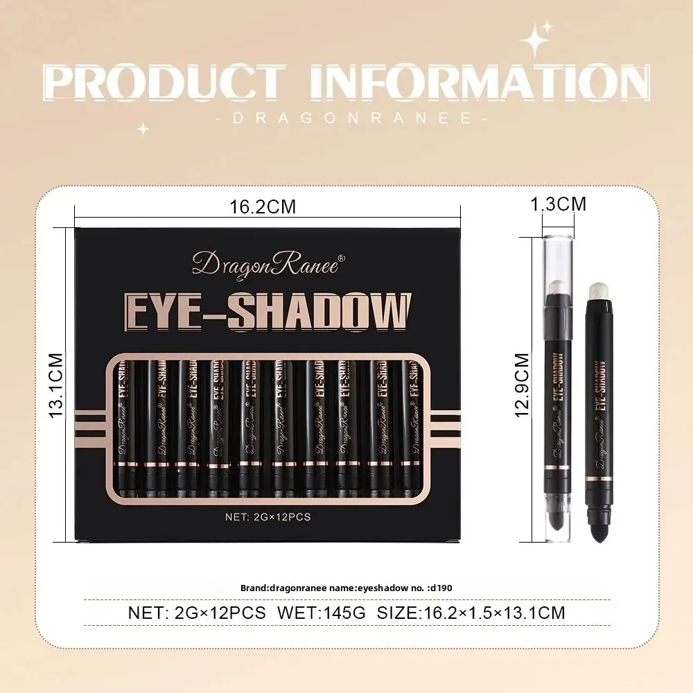 Glitter Metallic Double Head Eyeshadow Pencil Highlighter Pigment Waterproof Easy Apply Blue Green Pearlescent White Eyeshadow