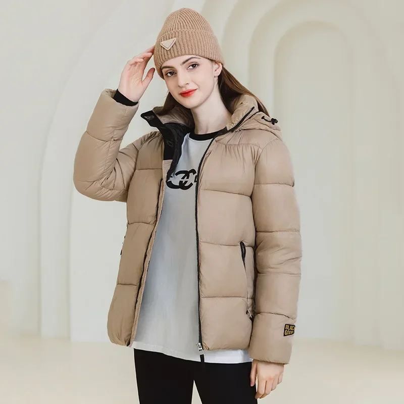 Chaquetas de algodón a la moda para mujer, Parkas largas con capucha, abrigo impermeable grueso y cálido, abrigos negros para mujer Hj6