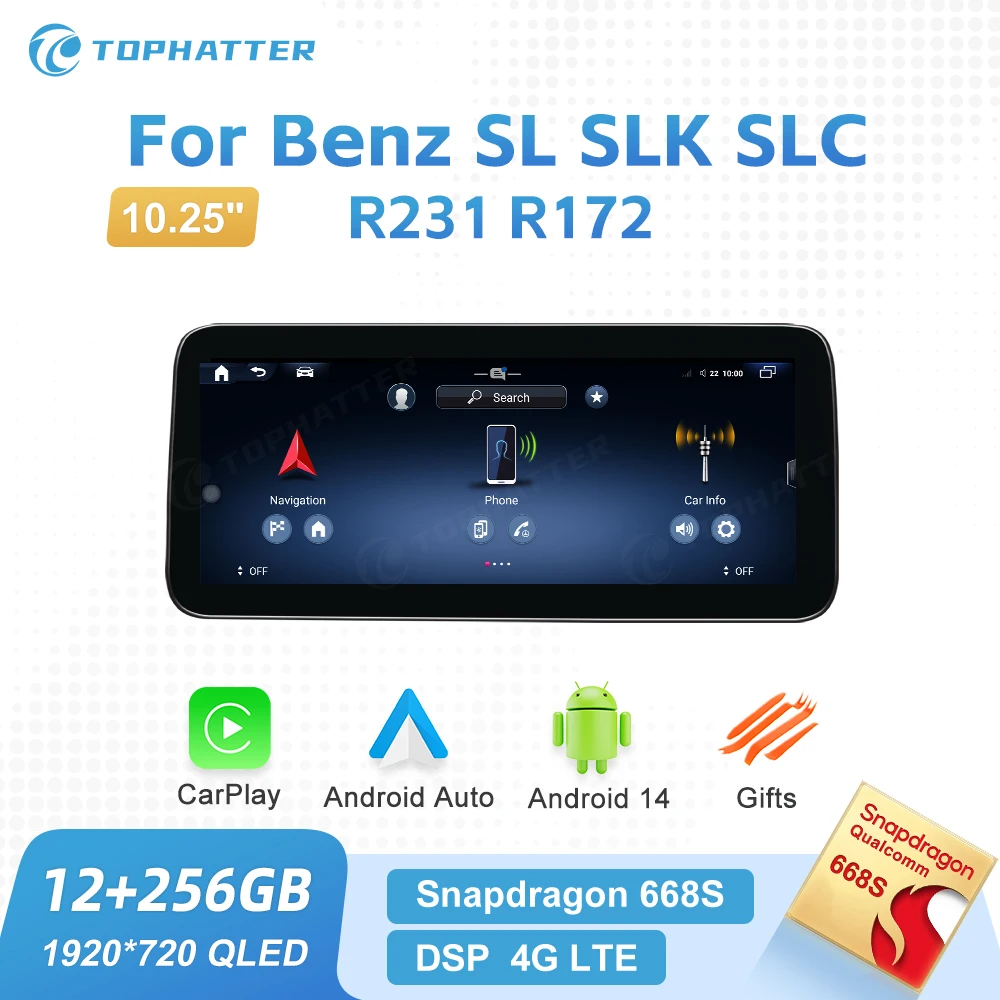 

10.25For Mercedes Benz SL SLK SLC R231 R172 CarPlay Android Auto DSP Video Car Radio Multimedia Player 668S Head Unit Screen
