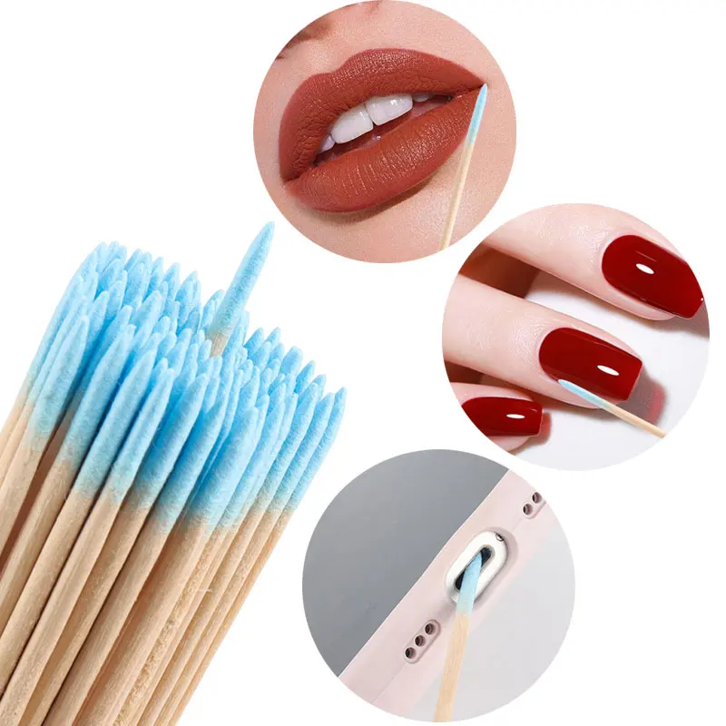 500-100 قطعة الوردي مزدوجة رئيس الأظافر أعواد خشبية أعواد نظيفة 7 سنتيمتر البرتقال الخشب العصي أعواد قطنية مزيل طلاء الأظافر أداة نظيفة