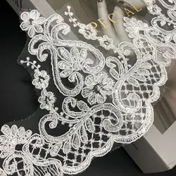 Delicato 1Yard 15cm di larghezza avorio paillettes cordoncino tessuto fiore Venise venezia maglia pizzo Applique cucito artigianale per matrimonio Dec.