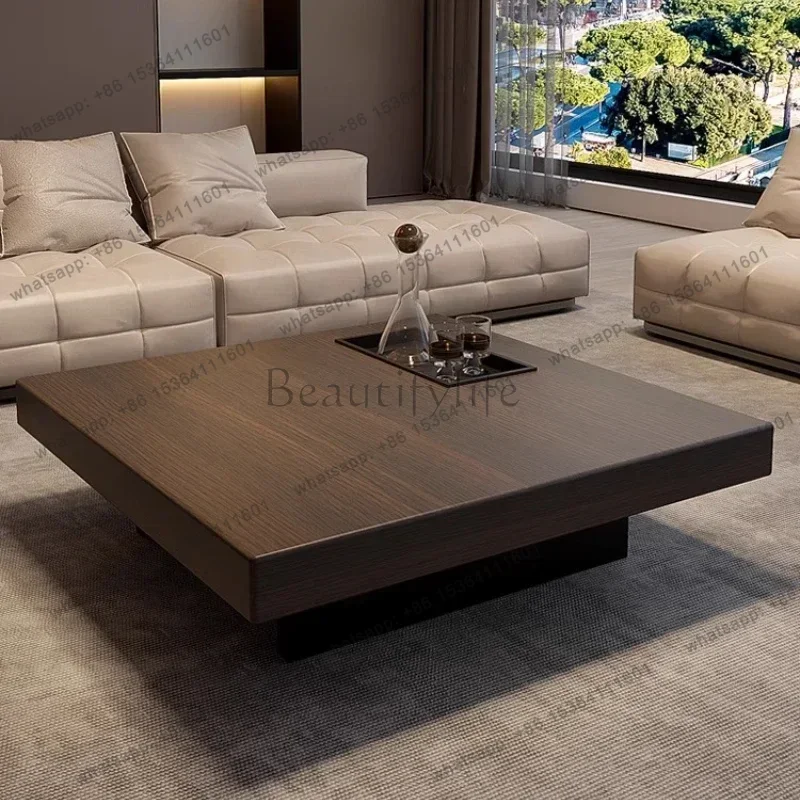 Luxury Modern Coffee Tables Mesa Italian Light Living Room Solid Wood Square Suspended Coffee Table No Installation Required
