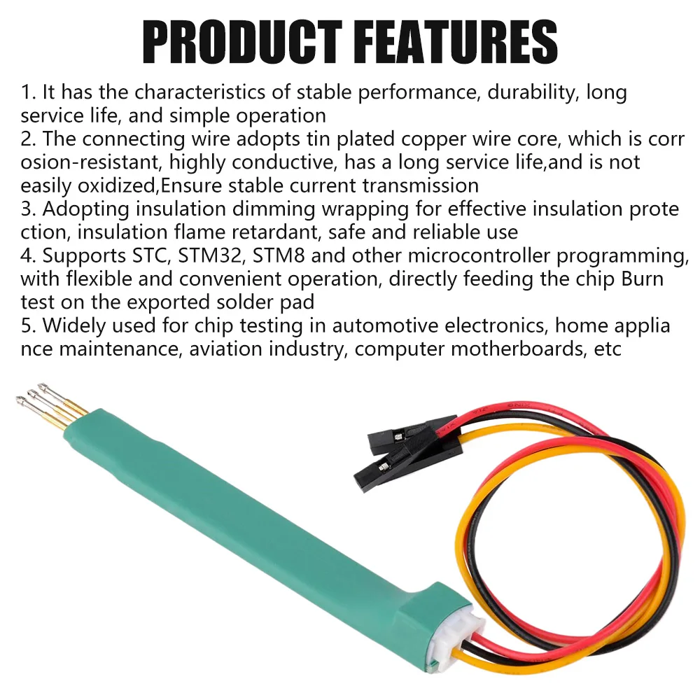 Programmierstift 2,54 mm Rastermaß 2P 3P 4P Microchip Federstifte Testsonde mit DuPont-Kabeln, Pogo-Pin für STC, STM32, STM8 Programmierung – Detail 16
