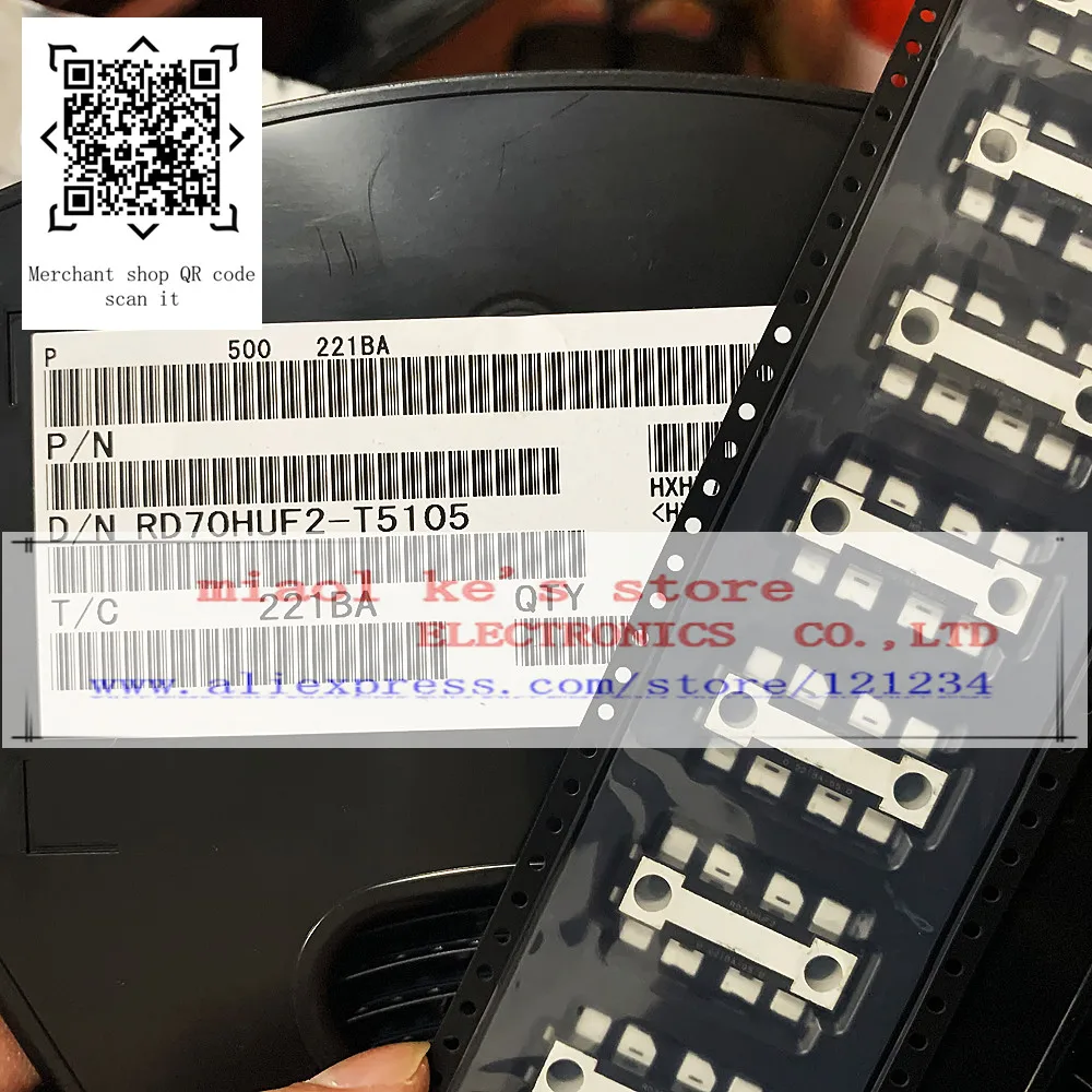 100% nuevo original; RD70HUF2 RD70HUF2-T5105 RD70 HUF2 HPM [70W,175MHz,530MHz] Transistor de potencia tipo MOSFET de silicio FET