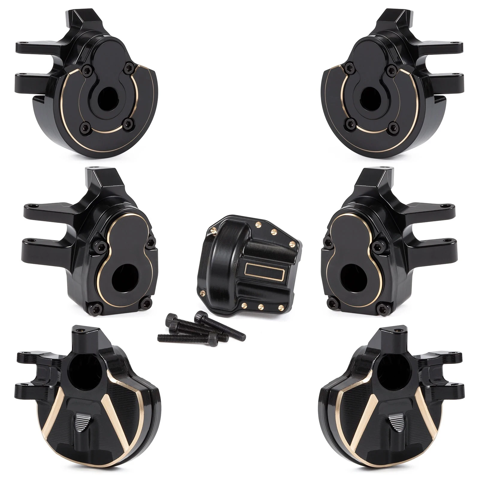 Juego de cubiertas de pesas para nudillos de dirección y Portal de latón pesado, cubierta diferencial para eje Axial 1/10 Capra SCX10 III AR45P Vanquish F9 Capra