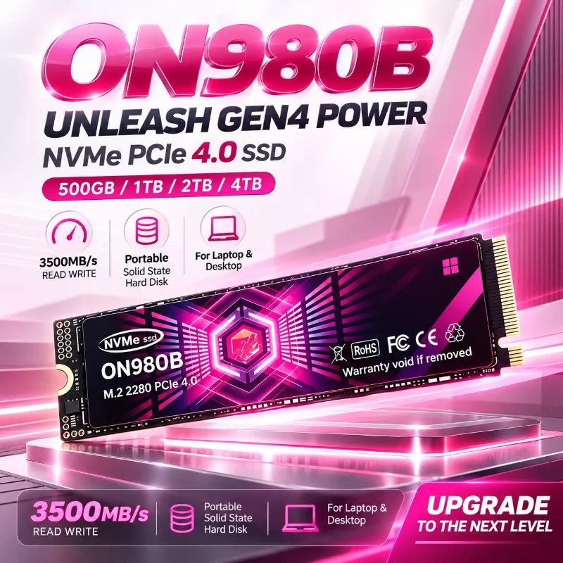 ON980B M.2 NVMe SSD,Portable 500GB-4TB High Speed up to 3500MB/s,Solid State Hard Disk Drive For Laptop Desktop Computers.